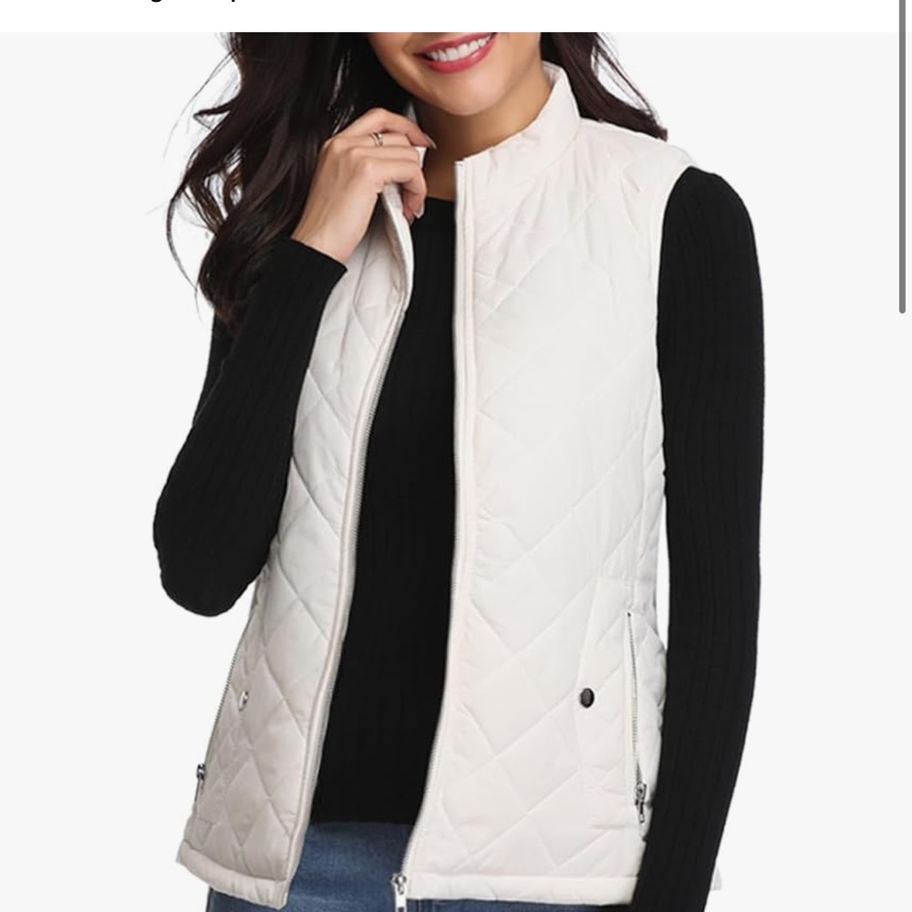 White Quilted Vest for Women